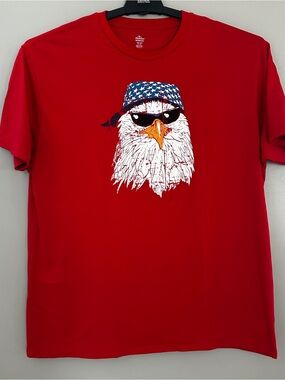 Red Eagle Graphic Tee with Patriotic Bandana forth of July